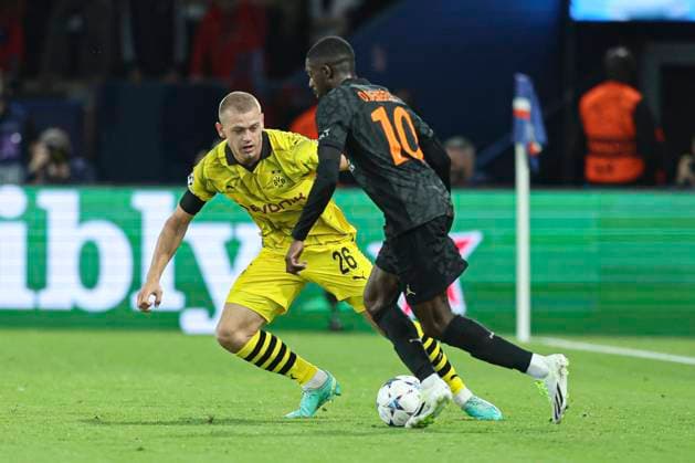Paris Saint-Germain v Borussia Dortmund: Group F - UEFA Champions League 2023 24 Sebastien Muylaert MAXPPP - Paris 19 09 2023 Julian Ryerson of Borussia Dortmund during the UEFA Champions League match between Paris Saint-Germain and Borussia Dortmund at Parc des Princes in Paris, France. 19.09.2023 Paris France  Copyright: xMAXPPPxSébastienxMuylaertx LTG202309202619 LTG202309202619