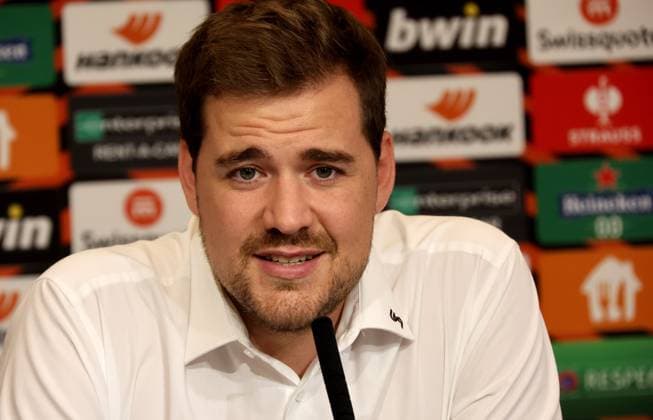 SOCCER - UEFA EL, Sturm vs Sporting GRAZ,AUSTRIA,20.SEP.23 - SOCCER - UEFA Europa League, group stage, SK Sturm Graz vs Sporting CP, preview, press conference, PK, Pressekonferenz Sturm. Image shows press officer Stefan Haller (Sturm).  GEPAxpictures xHansxOberlaender