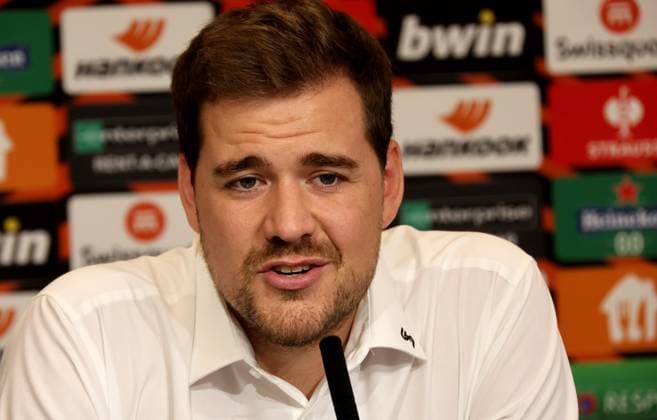 SOCCER - UEFA EL, Sturm vs Sporting GRAZ,AUSTRIA,20.SEP.23 - SOCCER - UEFA Europa League, group stage, SK Sturm Graz vs Sporting CP, preview, press conference, PK, Pressekonferenz Sturm. Image shows press officer Stefan Haller (Sturm).  GEPAxpictures xHansxOberlaender