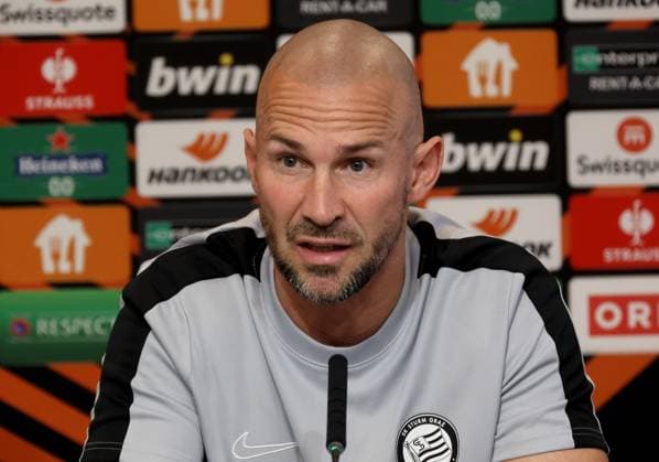 SOCCER - UEFA EL, Sturm vs Sporting GRAZ,AUSTRIA,20.SEP.23 - SOCCER - UEFA Europa League, group stage, SK Sturm Graz vs Sporting CP, preview, press conference, PK, Pressekonferenz Sturm. Image shows head coach Christian Ilzer (Sturm).  GEPAxpictures xHansxOberlaender