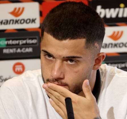 SOCCER - UEFA EL, Sturm vs Sporting GRAZ,AUSTRIA,20.SEP.23 - SOCCER - UEFA Europa League, group stage, SK Sturm Graz vs Sporting CP, preview, press conference, PK, Pressekonferenz Sturm. Image shows Jusuf Gazibegovic (Sturm).  GEPAxpictures xHansxOberlaender