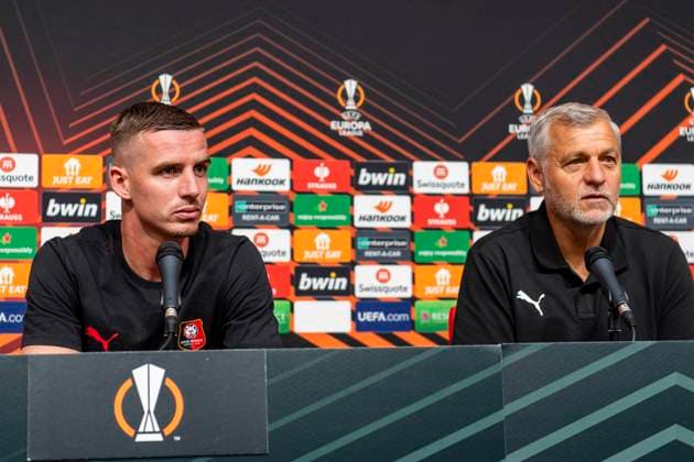 conference de presse du Stade Rennais PHOTOPQR OUEST FRANCE Philippe RENAULT ; Rennes ; 20 09 2023 ; Football. Europa League. À la veille du match Stade Rennais FC -Maccabi-Haïfa-FC, conférence de presse du Stade Rennais FC. Benjamin Bourigeaud (photo) et Bruno Genesio, entraineur Photo Philippe RENAULT Ouest-France - sept 20th 2023. Soccer Europa League. press conference, PK, Pressekonferenz of Rennes Rennes France  Copyright: xPHOTOPQR OUESTxFRANCE MAXPPPxPhilippexRENAULTx 20230920OFR3781 20230920OFR3781