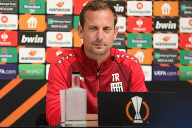 SOCCER - UEFA EL, LASK vs Liverpool LINZ,AUSTRIA,20.SEP.23 - SOCCER - UEFA Europa League, group stage, Linzer ASK vs Liverpool FC, preview, press conference, PK, Pressekonferenz LASK. Image shows head coach Thomas Sageder (LASK).  GEPAxpictures xManuelxBinder