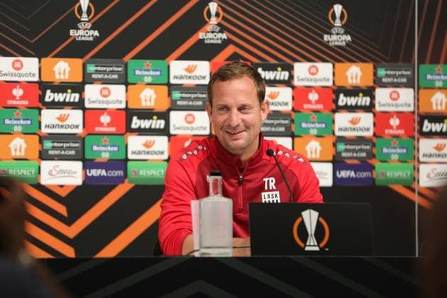 SOCCER - UEFA EL, LASK vs Liverpool LINZ,AUSTRIA,20.SEP.23 - SOCCER - UEFA Europa League, group stage, Linzer ASK vs Liverpool FC, preview, press conference, PK, Pressekonferenz LASK. Image shows head coach Thomas Sageder (LASK).  GEPAxpictures xManuelxBinder