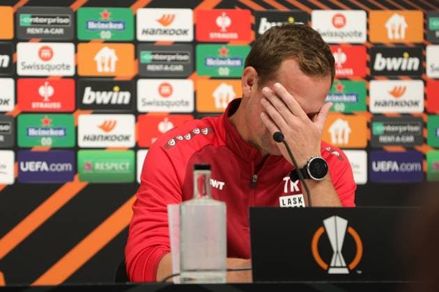 SOCCER - UEFA EL, LASK vs Liverpool LINZ,AUSTRIA,20.SEP.23 - SOCCER - UEFA Europa League, group stage, Linzer ASK vs Liverpool FC, preview, press conference, PK, Pressekonferenz LASK. Image shows head coach Thomas Sageder (LASK).  GEPAxpictures xManuelxBinder
