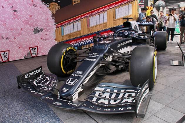 Scuderia AlphaTauri AT02 is seen displayed during an event for F1 Japan Grand Prix Formula 1 Tokyo Festival 2023 at Kabuki-cho, Shinjuku in Tokyo, Japan on Wednesday, September 20, 2023.  TKP2023092006 KEIZOxMORI