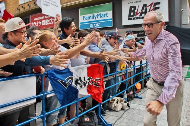 Formula 1 President and CEO, Stefano Domenicali(R) attends an event for F1 Japan Grand Prix Formula 1 Tokyo Festival 2023 at Kabuki-cho, Shinjuku in Tokyo, Japan on Wednesday, September 20, 2023.  TKP2023092011 KEIZOxMORI