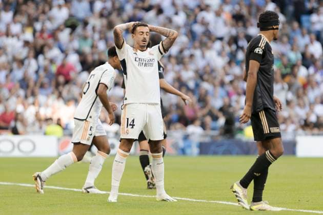 MADRID, SPAIN - SEPTEMBER 20: Joselu of Real Madrid reacts to a missed opportunity during the UEFA CHAMPIONS LEAGUE 2023 24 match between Real Madrid and Union Berlin at Santiago Bernabeu Stadium. ONLYxEDITORIALxUSAGE  (229868814)