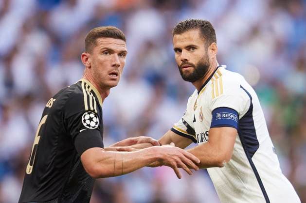 September 20, 2023, Madrid, Madrid, Spain: Nacho Fernandez of Real Madrid CF and Robin Gosens of Union Berlin during the Champions League football match between Real Madrid CF and FC Union Berlin at Santiago Bernabeu Stadium in Madrid, Spain, September 20, 2023 Madrid Spain - ZUMAa206 20230920_zsp_a206_013 Copyright: xRubenxAlbarranx