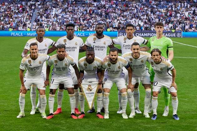 September 20, 2023, Madrid, Madrid, Spain: Real Madrid team group, Mannschaftsbild, Totale during the Champions League football match between Real Madrid CF and FC Union Berlin at Santiago Bernabeu Stadium in Madrid, Spain, September 20, 2023 Madrid Spain - ZUMAa206 20230920_zsp_a206_001 Copyright: xRubenxAlbarranx