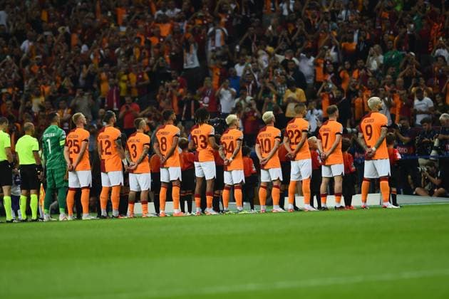 Players of Galatasaray at the opening ceremony before the UEFA Champions League match between Galatasaray and F.C. Copenhagen at Ali Sami Yen Sports Complex Rams Park Arena on September 20, 2023 in Istanbul, Turkey. Istanbul Turkey Copyright: xSeskimPhotox Gsaray-Copenhagen-20923 (5)