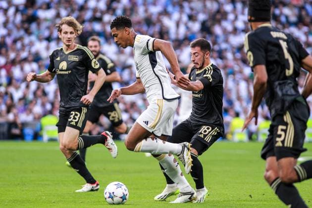 September 20, 2023: Jude Bellingham of Real Madrid and Josip Juranovic of Union Berlin in action during the UEFA Champions League, Group C, football match played between Real Madrid and Union Berlin at Santiago Bernabeu stadium on September 20, 2023, in Madrid, Spain. - ZUMAa181 20230920_zaa_a181_061 Copyright: xIrinaxR.xHipolitox