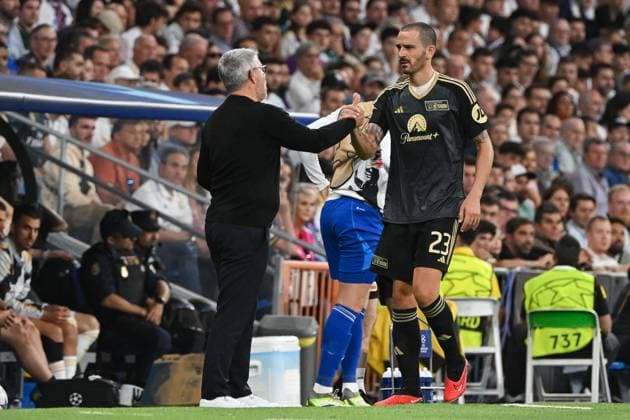 Football, men, season 2023 2024, Champions League Group C, 1 matchday , Real Madrid 1 FC Union Berlin, f l coach Urs Fischer 1 FC Union Berlin and Leonardo Bonucci 1 FC Union Berlin , 20 09 2023, Copyright: xMatthiasxKochx