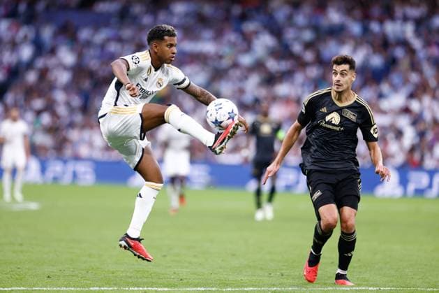 September 20, 2023, MADRID, MADRID, SPAIN: Rodrygo Goes of Real Madrid in action during the UEFA Champions League, Group C, football match played between Real Madrid and Union Berlin at Santiago Bernabeu stadium on September 20, 2023, in Madrid, Spain. MADRID SPAIN - ZUMAa181 20230920_zaa_a181_081 Copyright: xOscarxJ.xBarrosox