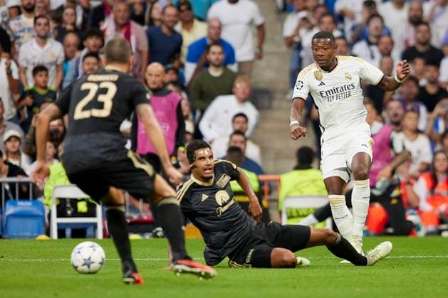 September 20, 2023, Madrid, Madrid, Spain: David Alaba of Real Madrid CF and Danilho Doekhi of Union Berlin during the Champions League football match between Real Madrid CF and FC Union Berlin at Santiago Bernabeu Stadium in Madrid, Spain, September 20, 2023 Madrid Spain - ZUMAa206 20230920_zsp_a206_060 Copyright: xRubenxAlbarranx