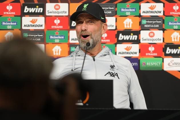 SOCCER - UEFA EL, LASK vs Liverpool LINZ,AUSTRIA,20.SEP.23 - SOCCER - UEFA Europa League, group stage, Linzer ASK vs Liverpool FC, preview, press conference, PK, Pressekonferenz Liverpool. Image shows head coach Juergen Klopp (Liverpool).  GEPAxpictures xManuelxBinder