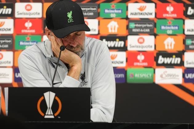 SOCCER - UEFA EL, LASK vs Liverpool LINZ,AUSTRIA,20.SEP.23 - SOCCER - UEFA Europa League, group stage, Linzer ASK vs Liverpool FC, preview, press conference, PK, Pressekonferenz Liverpool. Image shows head coach Juergen Klopp (Liverpool).  GEPAxpictures xManuelxBinder