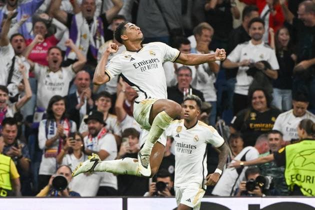 Football, Men, 2023 2024 season, Champions League Group C, Matchday 1 , Real Madrid 1 FC Union Berlin, v l Jude Bellingham Real Madrid goal celebration, cheers after scoring 1 0, 20 09 2023, Copyright: xMatthiasxKochx
