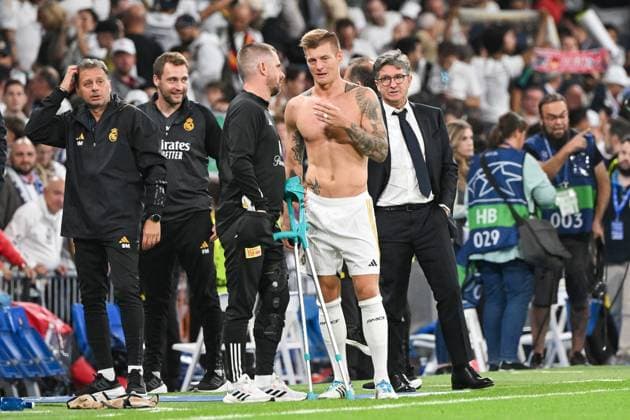 Football, men, season 2023 2024, Champions League Group C, 1 matchday , Real Madrid 1 FC Union Berlin, f l Co coach Sebastian Boenig 1 FC Union Berlin and Toni Kroos Real Madrid , 20 09 2023, Copyright: xMatthiasxKochx