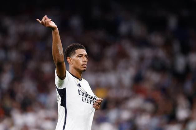 September 20, 2023, MADRID, MADRID, SPAIN: Jude Bellingham of Real Madrid celebrates a goal during the UEFA Champions League, Group C, football match played between Real Madrid and Union Berlin at Santiago Bernabeu stadium on September 20, 2023, in Madrid, Spain. MADRID SPAIN - ZUMAa181 20230920_zaa_a181_130 Copyright: xOscarxJ.xBarrosox