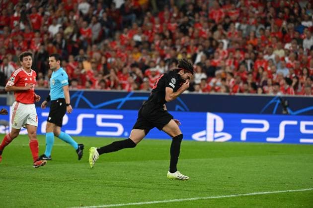 SOCCER - UEFA CL, Benfica vs RBS LISBON,PORTUGAL,20.SEP.23 - SOCCER - UEFA Champions League, group stage, SL Benfica vs Red Bull Salzburg. Image shows the rejoicing of Roko Simic (RBS).  GEPAxpictures xZedxJameson