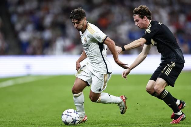 Brahim Diaz of Real Madrid Cf dribbles during the Champions Leage match between Real Madrid Cf and Union Berlin at Santiago Bernabeu Stadium, in Madrid, Spain, on September 20, 2023. ( Photo by Alvaro Medranda Panoramic ) FOOTBALL : Real Madrid vs Union Berlin - UEFA Ligue des Champions - 20 09 2023 AlvaroMedranda Panoramic 