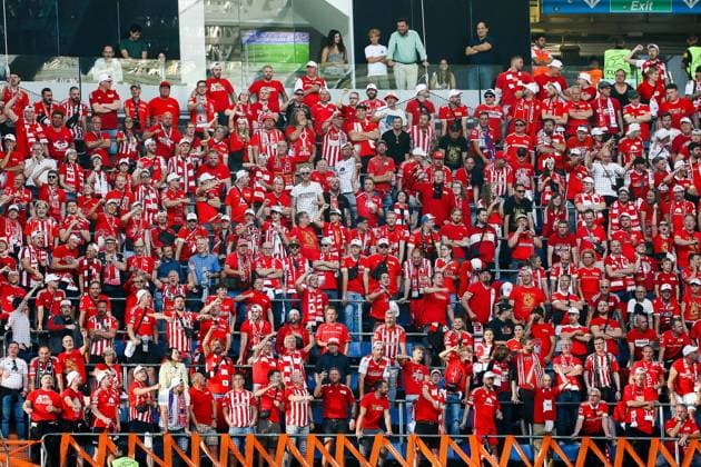 Berlin fans, Real Madrid vs Union Berlin, football, Champions League, group stage, 1 round, 20 09 2923, Real Madrid vs Union Berlin, football, Champions League, group stage, 1 round, 20 09 2923, Madrid Copyright: xEibner-Pressefoto JoergxNiebergax EP_JNL