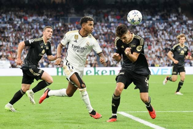 Rodrygo Madrid 11 , Dioge Filipe Berlin 4 Real Madrid vs Union Berlin, football, Champions League, group stage, 1 round, 20 09 2923, Real Madrid vs Union Berlin, football, Champions League, group stage, 1 round, 20 09 2923, Madrid Copyright: xEibner-Pressefoto JoergxNiebergax EP_JNL