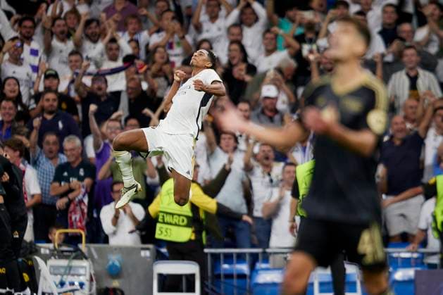 September 20, 2023, Madrid, Madrid, Spain: Jude Bellingham of Real Madrid CF celebrates after scoring a goal during the Champions League football match between Real Madrid CF and FC Union Berlin at Santiago Bernabeu Stadium in Madrid, Spain, September 20, 2023 Madrid Spain - ZUMAa206 20230920_zsp_a206_099 Copyright: xRubenxAlbarranx