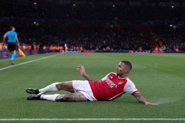 Arsenal v PSV Eindhoven Champions League 20 09 2023. GOAL 3-0 Arsenal forward Gabriel Jesus (9) scores and celebrates during the Champions League match between Arsenal and PSV Eindhoven at the Emirates Stadium, London, England on 20 September 2023. Editorial use only , Copyright: xIanxStephenx PSI-18060-0011