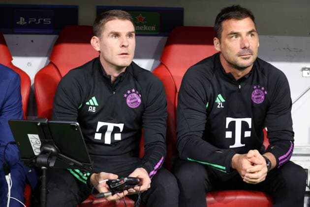 20 09 23 FC Bayern Munich Manchester United Germany, Munich 20 09 2023, football, Champions League, FC Bayern Munich Manchester United v l Anthony Barry, Zsolt Löw both coach FC Bayern Munich