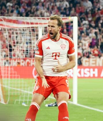 20 09 23 FC Bayern Munich Manchester United Germany, Munich 20 09 2023, football, Champions League, FC Bayern Munich Manchester United Harry Kane FC Bayern Munich cheer goal penalty 3 1 Kane