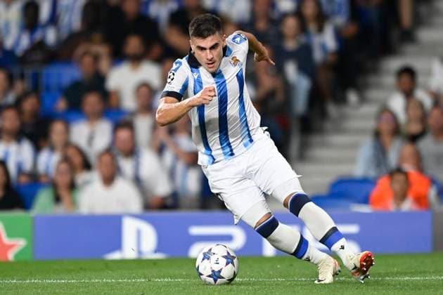 ESP: Real Sociedad v Inter Milan. UEFA Champions League match, Group D, date 1 Ander Barrenetxea of Real Sociedadduring the UEFA Champions League match, Group D, between Real Sociedad and Inter Milan played at Reale Arena Stadium on September 20, 2023 in San Sebastian Spain. kpng Copyright: xCesarxOrtizx xPRESSINPHOTOx PS_230920_1270
