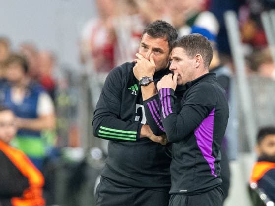 Anthony Barry FC Bayern Muenchen, Co Trainer , Zsolt Loew FC Bayern Muenchen, Co Trainer , GER, FC Bayern Muenchen FCB vs Manchester United MUN , Football, Champions League, Group Stage, Season 2023 2024, 20 09 2023, DFB DFL regulations prohibit any use of photographs as image sequences and or quasi video , GER, FC Bayern Muenchen FCB vs Manchester United MUN , Football, Champions League, Group Stage, Season 2023 2024, 20 09 2023 Muenchen Copyright: xEibner-Pressefoto SaschaxWaltherx EP_EER