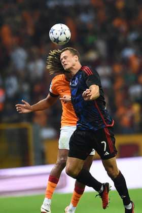 Sacha Boey of Galatasaray and Viktor Claesson (7) of F.C. Copenhagen during the UEFA Champions League match between Galatasaray and F.C. Copenhagen at Ali Sami Yen Sports Complex Rams Park Arena on September 20, 2023 in Istanbul, Turkey. Istanbul Turkey Copyright: xSeskimPhotox Gsaray-Copenhagen-20923 (298)