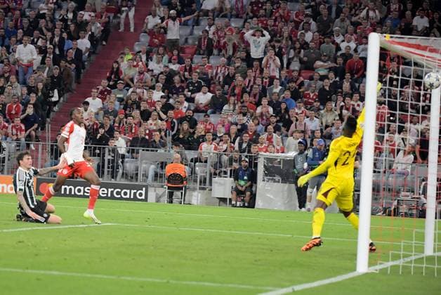 20 09 2023, xemx, football UEFA Champions League, FC Bayern Muenchen Manchester United emspor, v l Mathys Tel FC Bayern Muenchen Goal scored, scores the goal to 4 2 DFL DFB REGULATIONS PROHIBIT ANY USE OF PHOTOGRAPHS as IMAGE SEQUENCES and or QUASI VIDEO Muenchen
