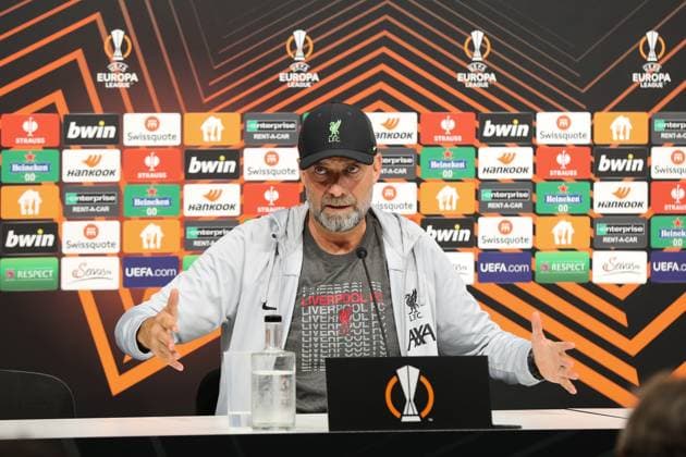 20 09 2023, Linz, AUT, On the road in Upper Austria, Liverpool, PK, Europa League, in the picture JuÌˆrgen Klopp, Juergen Klopp, coach, FC Liverpool, press conference, Raiffeisen Arena, against LASK, UEFA Europa League,