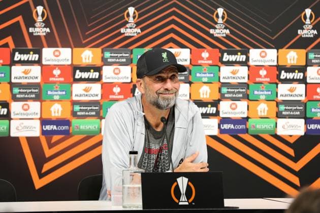 20 09 2023, Linz, AUT, On the road in Upper Austria, Liverpool, PK, Europa League, in the picture JuÌˆrgen Klopp, Juergen Klopp, coach, FC Liverpool, press conference, Raiffeisen Arena, against LASK, UEFA Europa League,