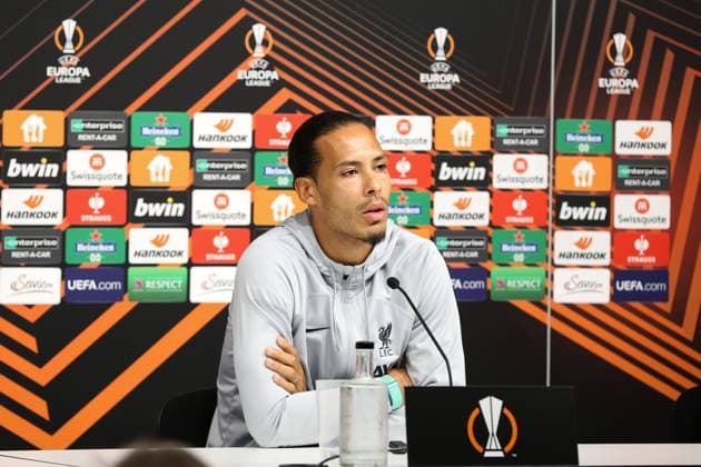 20 09 2023, Linz, AUT, On the road in Upper Austria, Liverpool, PK, Europa League, in picture Virgil van Dijk, FC Liverpool, press conference, UEFA Europa League, against LASK, Raiffeisen Arena, Linz,