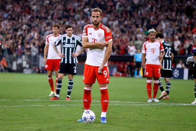 KANE Harry Team FC Bayern Muenchen at 11m UEFA Champions League Saiason 2023 2024 Match FC Bayern Muenchen Manchester United on 20 09 2023 in Muenchen DFL REGULATES PROHIBIT ANY USE OF PHOTOGRAPHS as IMAGE SEQUENCES and or QUASI VIDEO Copyright: xLacixPerenyix