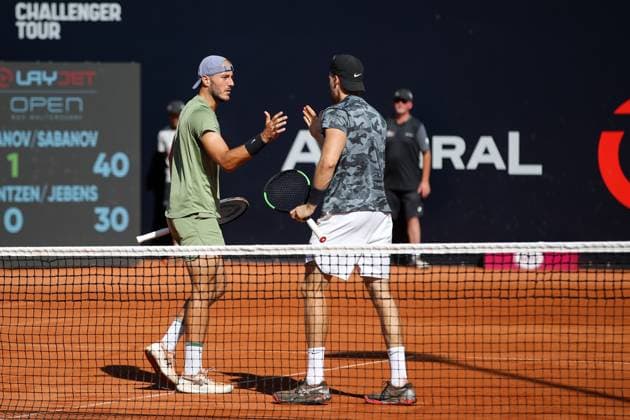 TENNIS - ATP, Tennis Herren Layjet Open BAD WALTERSDORF,AUSTRIA,21.SEP.23 - TENNIS - ATP Challenger Tour, Layjet Open. Image shows the rejoicing of Constantin Frantzen and Hendrik Jebens (GER).  GEPAxpictures xMaticxKlansek