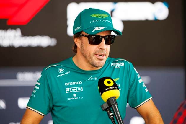 21st September 2023; Suzuka Circuit, Suzuka, Japan; 2023 Formula 1 Lenovo Japanese Grand Prix; Arrival and Inspection Day; Number 14 Aston Martin driver Fernando Alonso arrives and speaks to the press  ActionPlus12555653 StephenxBlackberry