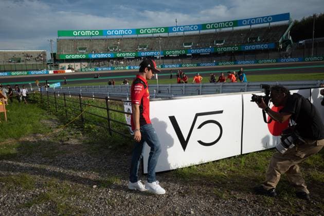 September 21, 2023, Suzuka, Mie Prefecture, Japan: CHARLES LECLERC (MON) of Ferrari 16 departing Turn 2...A Buzzin Corner bee hive bee hotel constructed as an initiative by former F1 World Champion Sebastian Vettel during Preparation Day of the Formula 1 Lenovo Japanese Grand Prix. Vettel called a meeting of all the 20 starting grid drivers at Turn 2 to personalize the bee hotels and draw media attention to environmental conservation efforts. Suzuka Japan - ZUMAb177 20230921_aap_b177_130 Copyright: xTaidghxBarronx