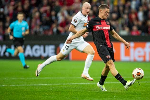 UEFA Europa League, Bayer Leverkusen BK Haecken, 21 09 2023 Florian WIRTZ Bayer 04 Leverkusen, 10 scores the goal to 1 0, UEFA Europa League, Bayer 04 Leverkusen BK Haecken, 1 group match, on 21 09 2023, BayArena, Leverkusen DFL regulations prohibit any use of photographs as image sequences and or quasi video Copyright: xBEAUTIFULxSPORTS Meuselx