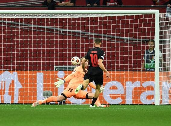 21 09 2023, Leverkusen, Germany, BayARENA, Bayer Leverkusen vs BK Haecken UEFA Europa League 2023 2024 Group H, Florian Wirtz Bayer 04 Leverkusen Goal to 1 0 Photo Ralf Treese Leverkusen BayARENA North Rhine Westphalia Germany 521_LEVHAE20230921_013 Treese-521
