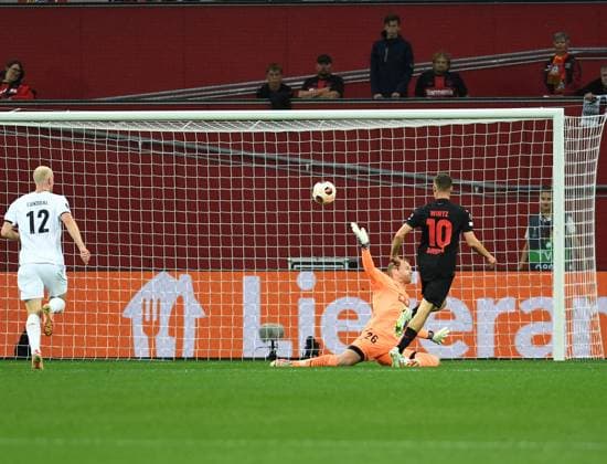 21 09 2023, Leverkusen, Germany, BayARENA, Bayer Leverkusen vs BK Haecken UEFA Europa League 2023 2024 Group H, Florian Wirtz Bayer 04 Leverkusen Goal to 1 0 Photo Ralf Treese Leverkusen BayARENA North Rhine Westphalia Germany 521_LEVHAE20230921_014 Treese-521