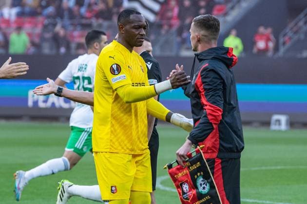 Steve Mandanda (Stade Rennais) FOOTBALL : Stade Rennais x Maccabi Haifa - Ligue Europa - JournÃ e 1 - 21 09 2022 BaptisteAutissier Panoramic 