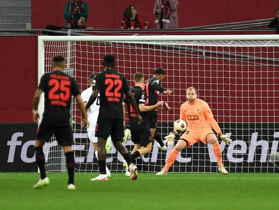 21 09 2023, Leverkusen, Germany, BayARENA, Bayer Leverkusen vs BK Haecken UEFA Europa League 2023 2024 Group H, Amine Adli Bayer 04 Leverkusen goal to 2 0 Photo Ralf Treese Leverkusen BayARENA North Rhine Westphalia Germany 521_LEVHAE20230921_015 Treese-521