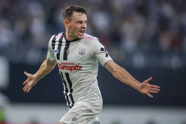 SOCCER - UEFA EL, LASK vs Liverpool LINZ,AUSTRIA,21.SEP.23 - SOCCER - UEFA Europa League, group stage, Linzer ASK vs Liverpool FC. Image shows the rejoicing of Florian Flecker (LASK).  GEPAxpictures xManuelxBinder