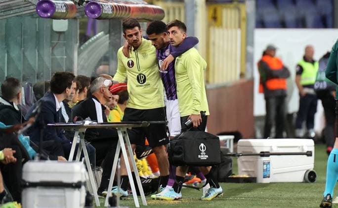 Royal Union Saint-Gilloise v Toulouse FC - UEFA Europa League ANDERLECHT-BELGIUN - SEPTEMBER 21 : Injury 07 Zakaria Aboukhlal Forward Toulouse Football Club 2023-2024 during the UEFA Europa League Group E match between Royal Union Saint-Gilloise and Toulouse FC on {SEPTEMBER 21, 2023 in ANDERLECHT, BELGIUM, 21 Eeklo Belgium  Copyright: xJeffreyxGaensx xPhotoxNewsx
